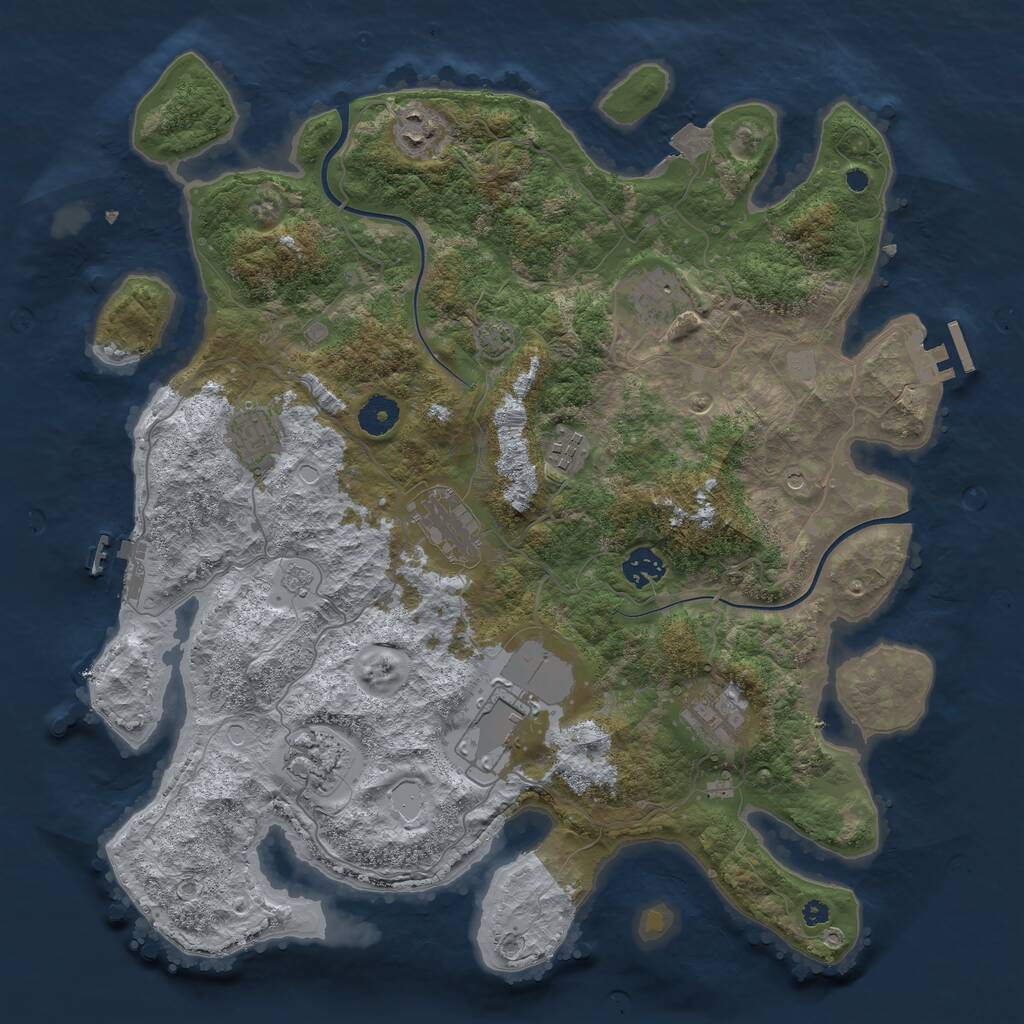 Rust Map: Procedural Map, Size: 3900, Seed: 34748521, 15 Monuments