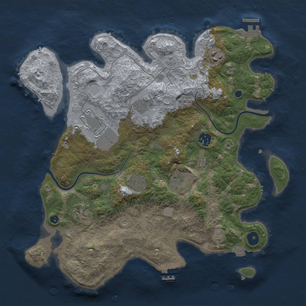 Rust Map: Procedural Map, Size: 3650, Seed: 81029167, 14 Monuments