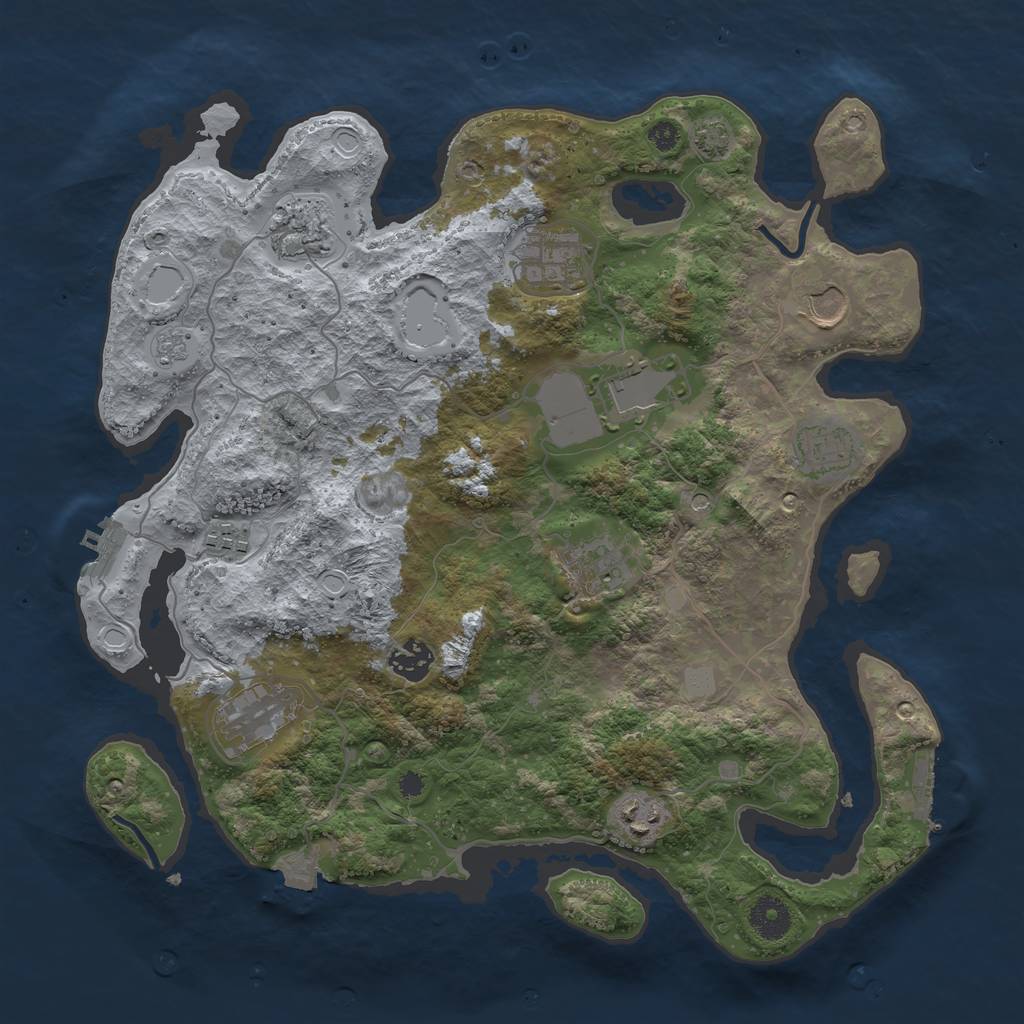 Rust Map: Procedural Map, Size: 3650, Seed: 22036202, 18 Monuments