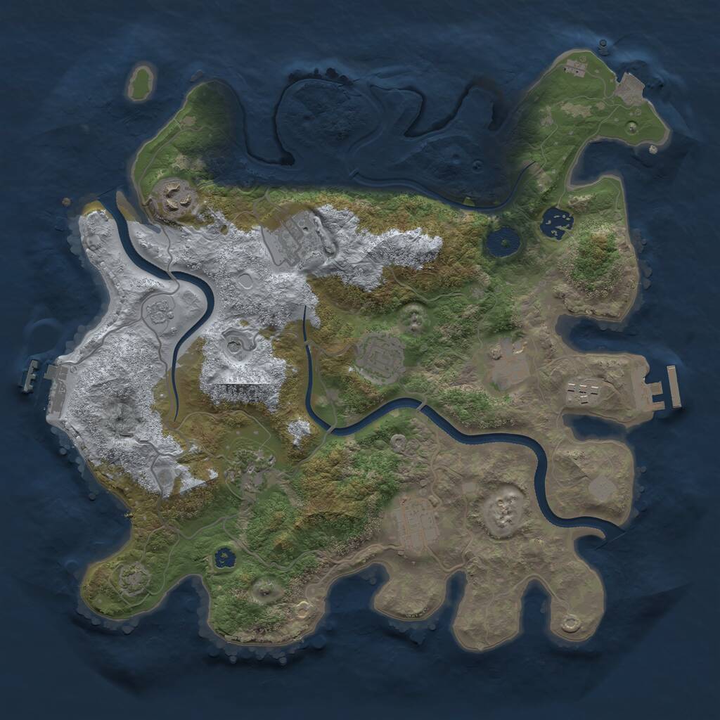 Rust Map: Procedural Map, Size: 3450, Seed: 37335767, 14 Monuments