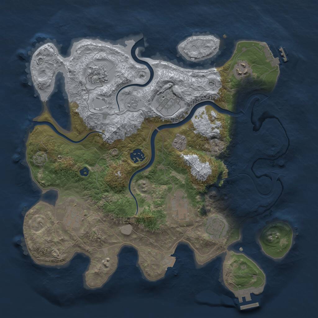 Rust Map: Procedural Map, Size: 3450, Seed: 2745411, 14 Monuments