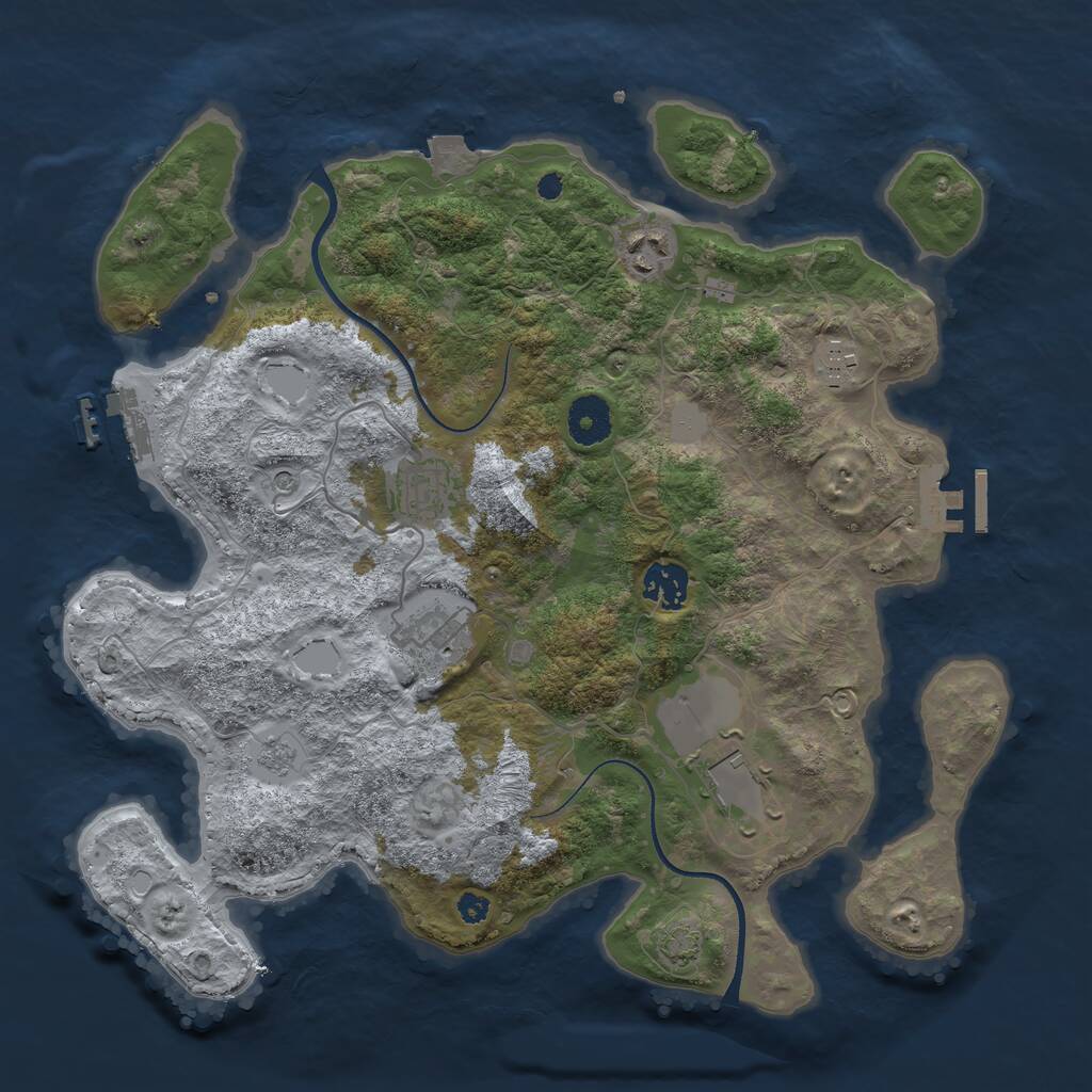 Rust Map: Procedural Map, Size: 3500, Seed: 612, 12 Monuments
