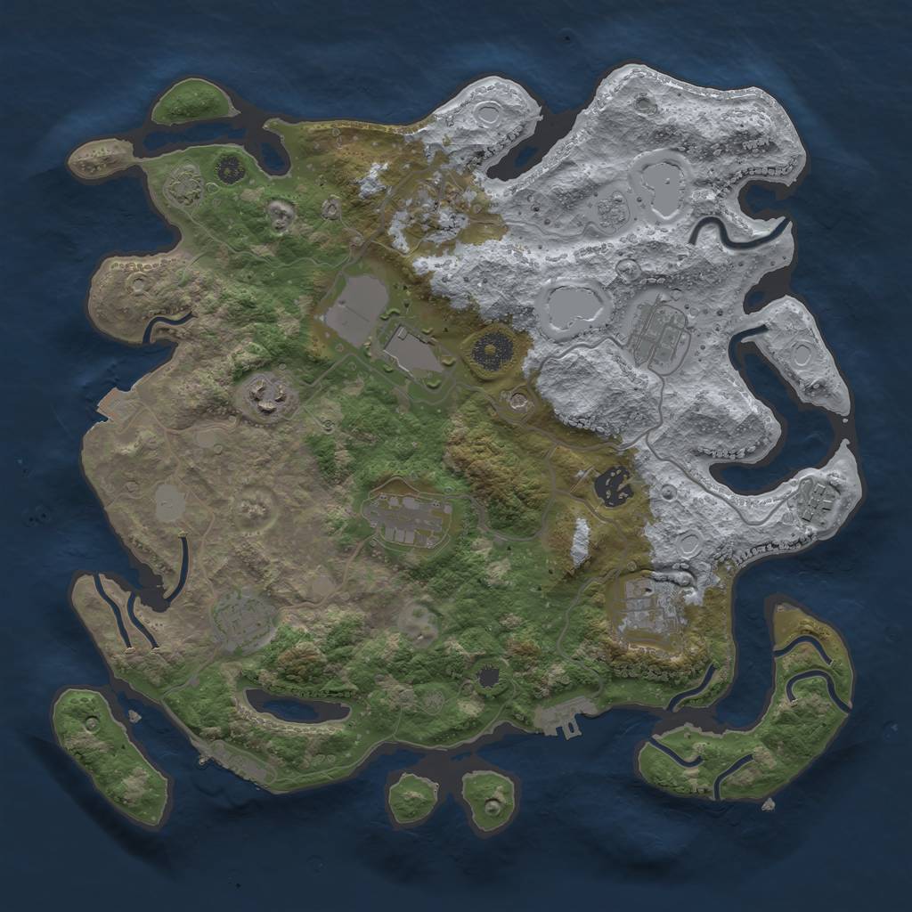 Rust Map: Procedural Map, Size: 3500, Seed: 48273608, 17 Monuments