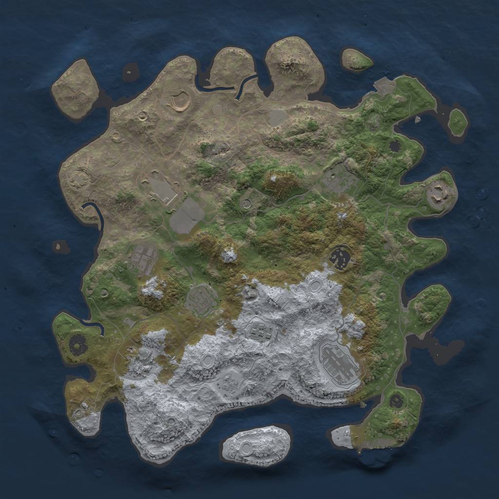 Rust Map: Procedural Map, Size: 3700, Seed: 91461220, 17 Monuments