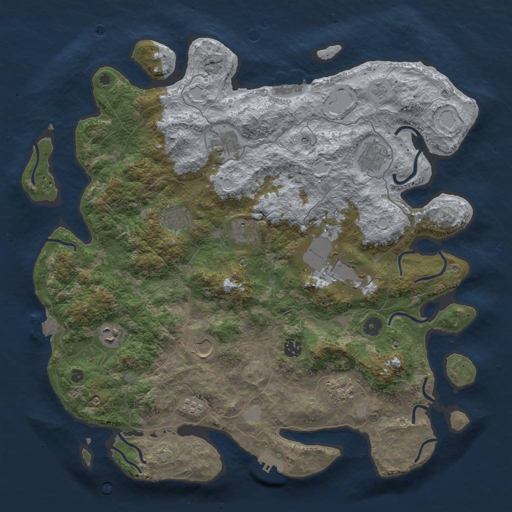 Rust Map: Procedural Map, Size: 4154, Seed: 1688, 18 Monuments