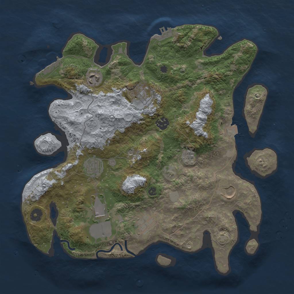 Rust Map: Procedural Map, Size: 3500, Seed: 564821447, 16 Monuments