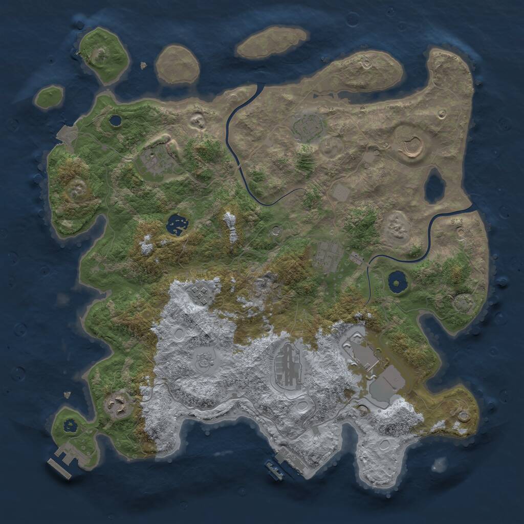 Rust Map: Procedural Map, Size: 3800, Seed: 18992088, 15 Monuments