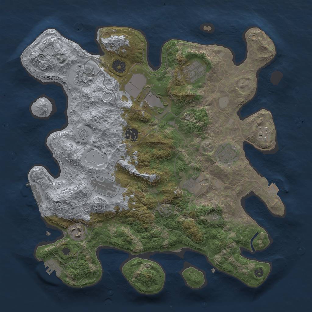 Rust Map: Procedural Map, Size: 3500, Seed: 43340128, 17 Monuments