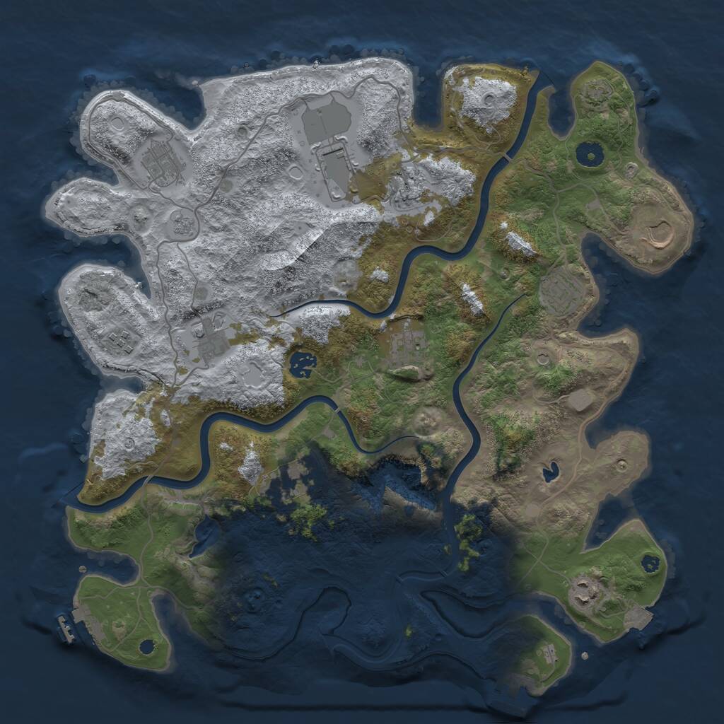 Rust Map: Procedural Map, Size: 4000, Seed: 9595, 17 Monuments