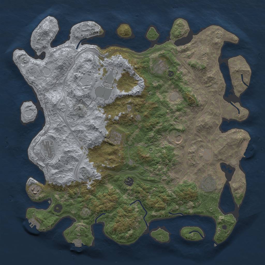Rust Map: Procedural Map, Size: 4500, Seed: 14881488, 18 Monuments