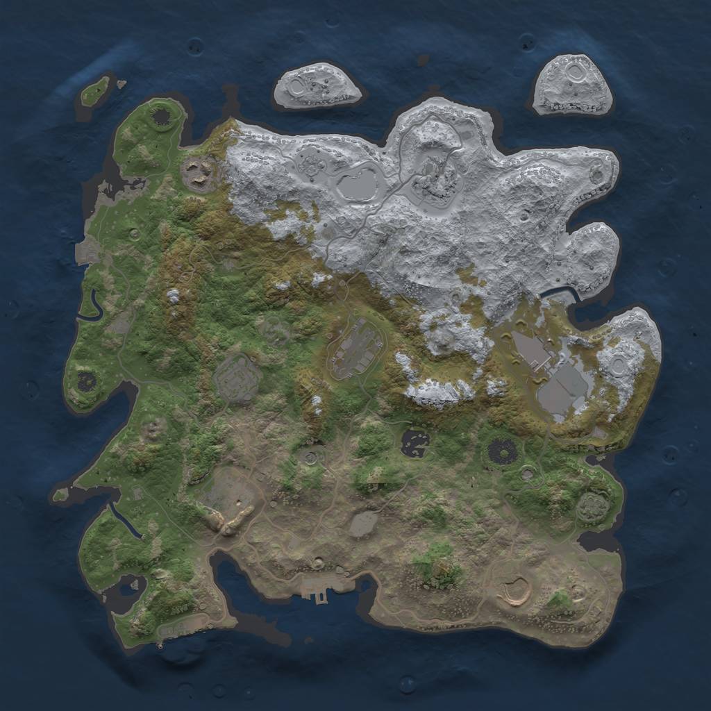 Rust Map: Procedural Map, Size: 3700, Seed: 6123, 16 Monuments
