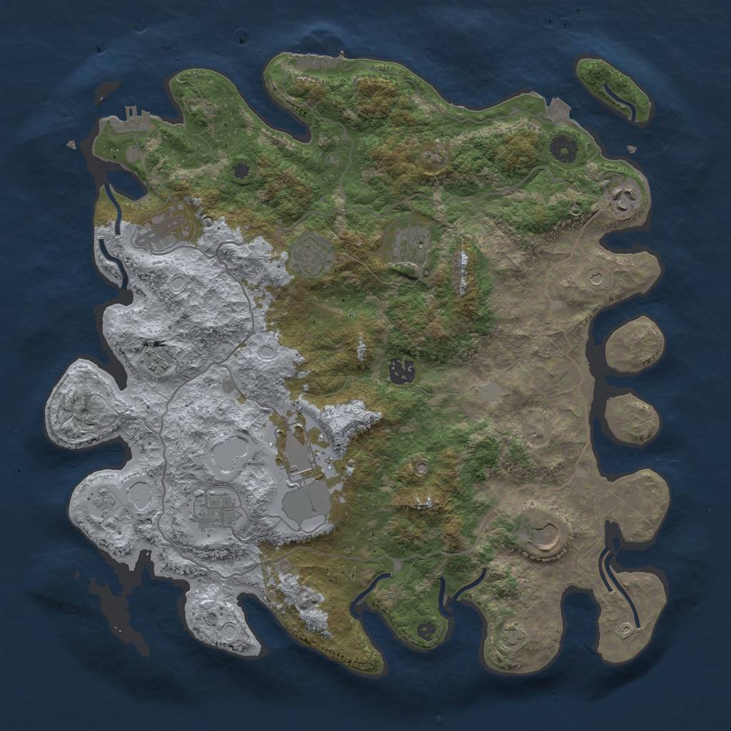 Rust Map: Procedural Map, Size: 4000, Seed: 7007, 17 Monuments
