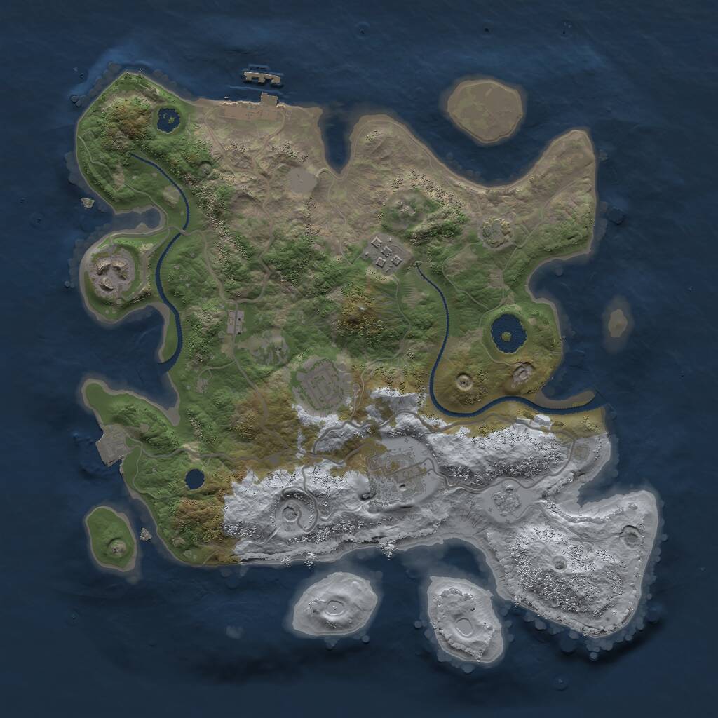 Rust Map: Procedural Map, Size: 3000, Seed: 238457256, 9 Monuments