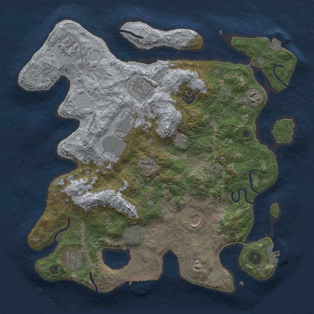 Rust Map: Procedural Map, Size: 3700, Seed: 5814644, 17 Monuments