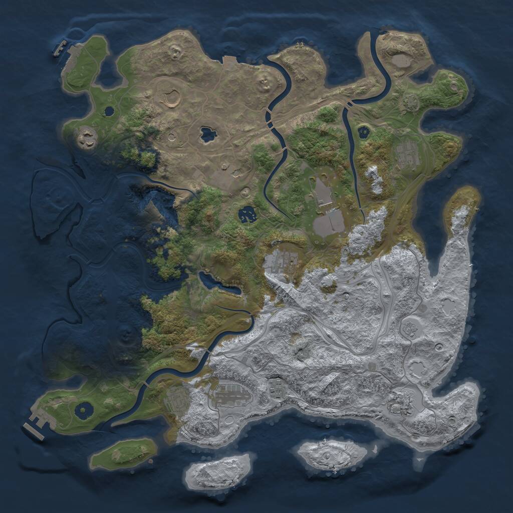 Rust Map: Procedural Map, Size: 4300, Seed: 38364425, 17 Monuments