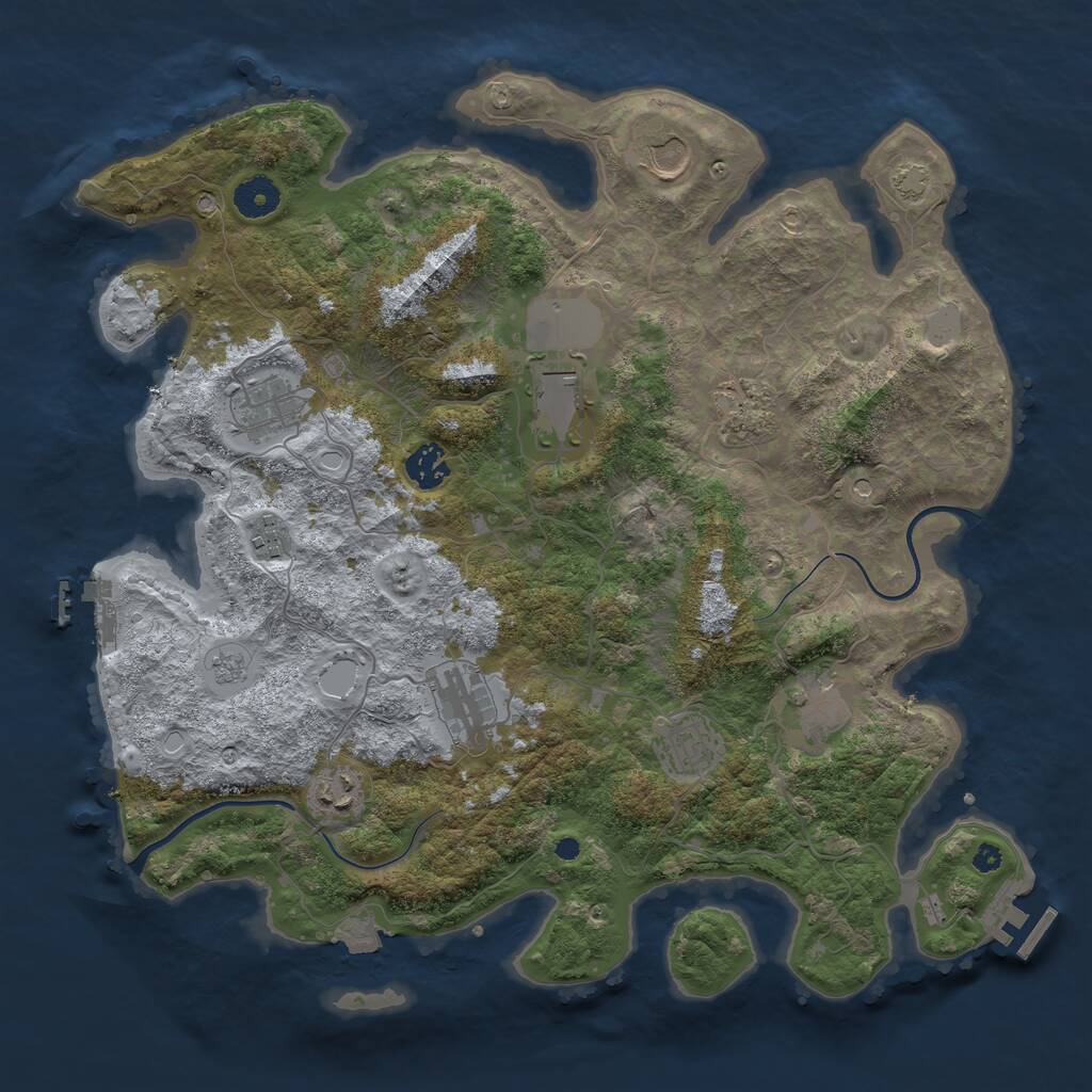 Rust Map: Procedural Map, Size: 3800, Seed: 91816699, 16 Monuments