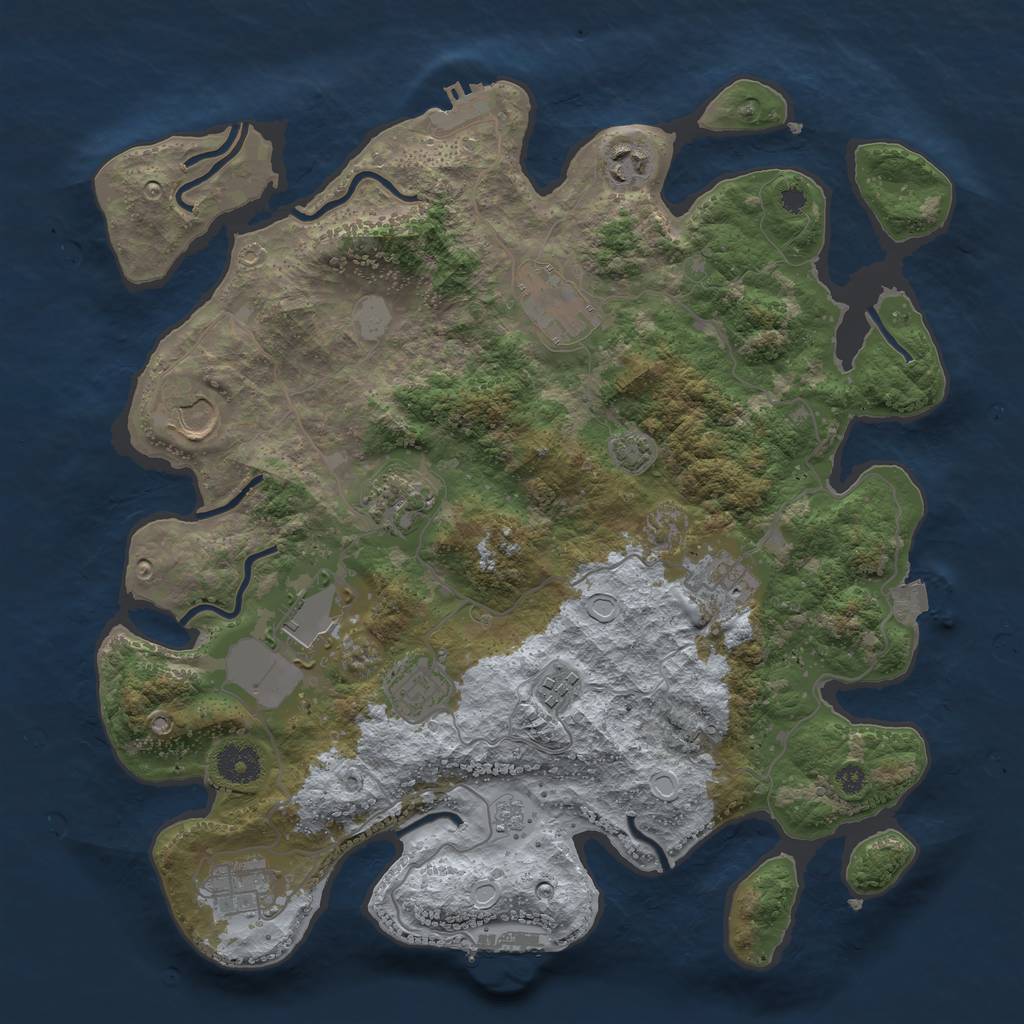 Rust Map: Procedural Map, Size: 3650, Seed: 56472239, 16 Monuments