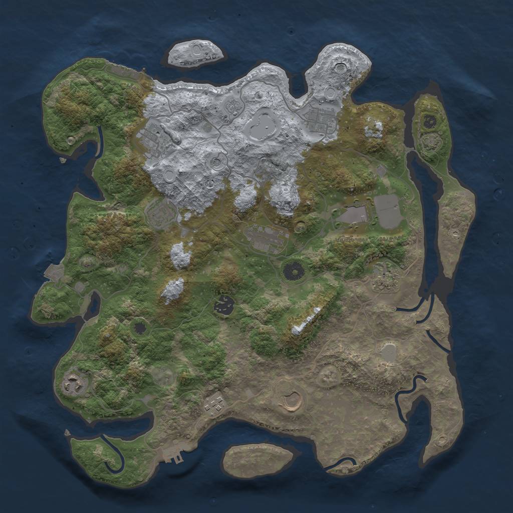 Rust Map: Procedural Map, Size: 3900, Seed: 23418831, 18 Monuments