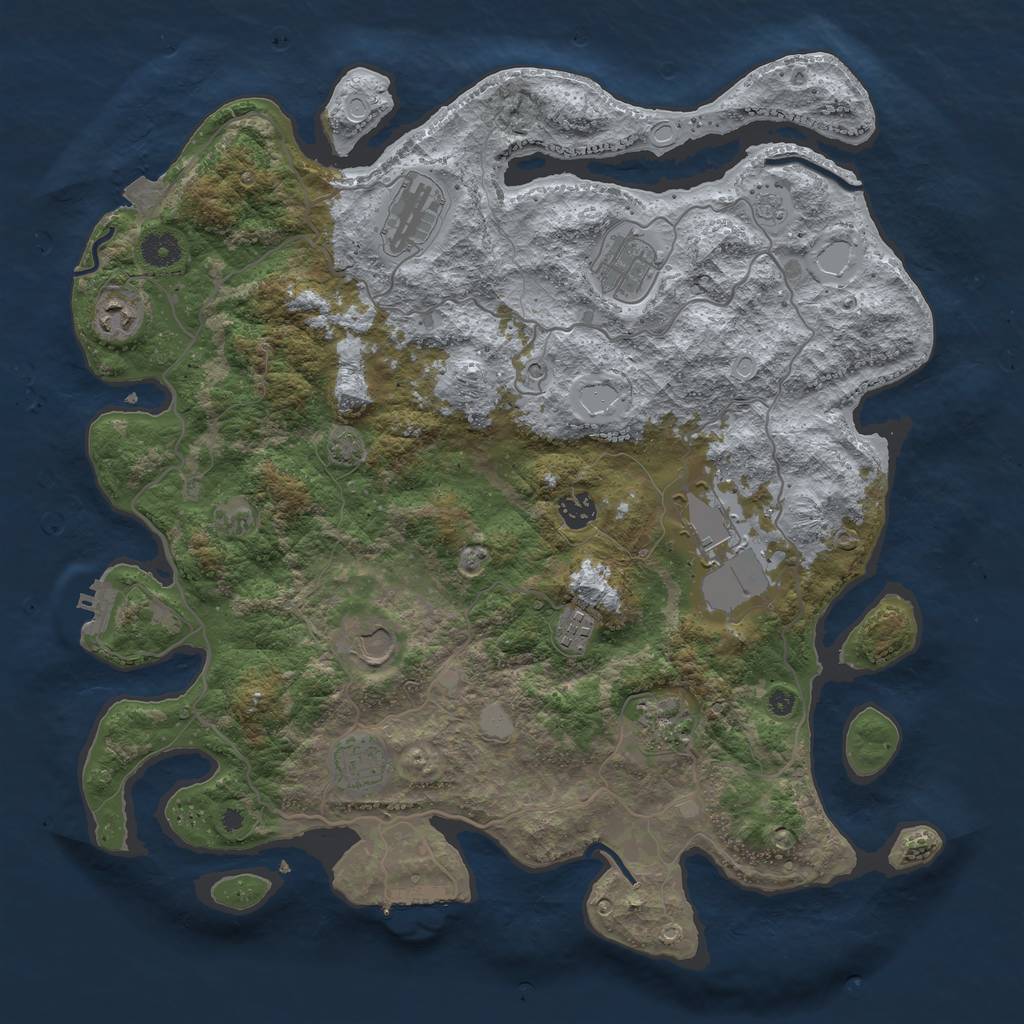 Rust Map: Procedural Map, Size: 4100, Seed: 68065644, 17 Monuments