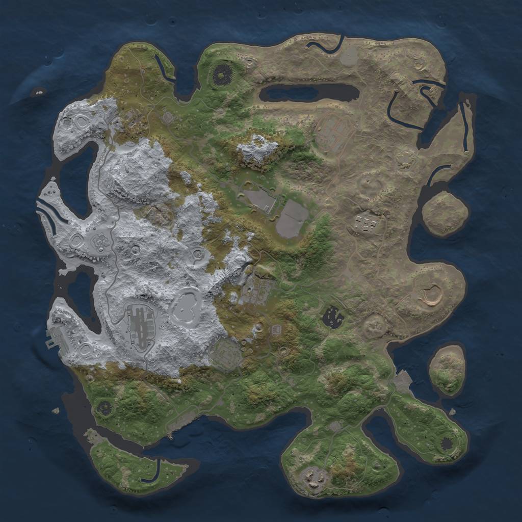 Rust Map: Procedural Map, Size: 3750, Seed: 85368350, 18 Monuments