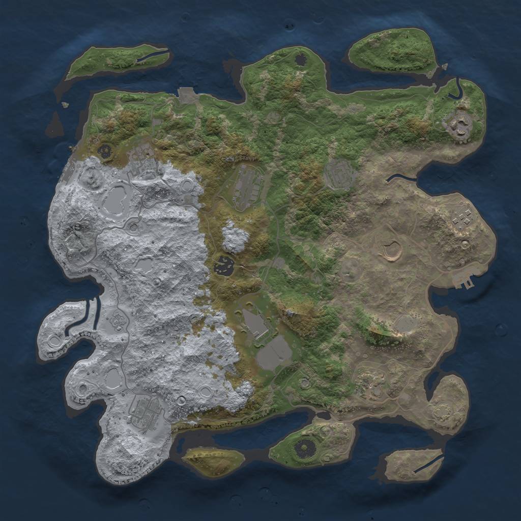 Rust Map: Procedural Map, Size: 3850, Seed: 91600448, 18 Monuments