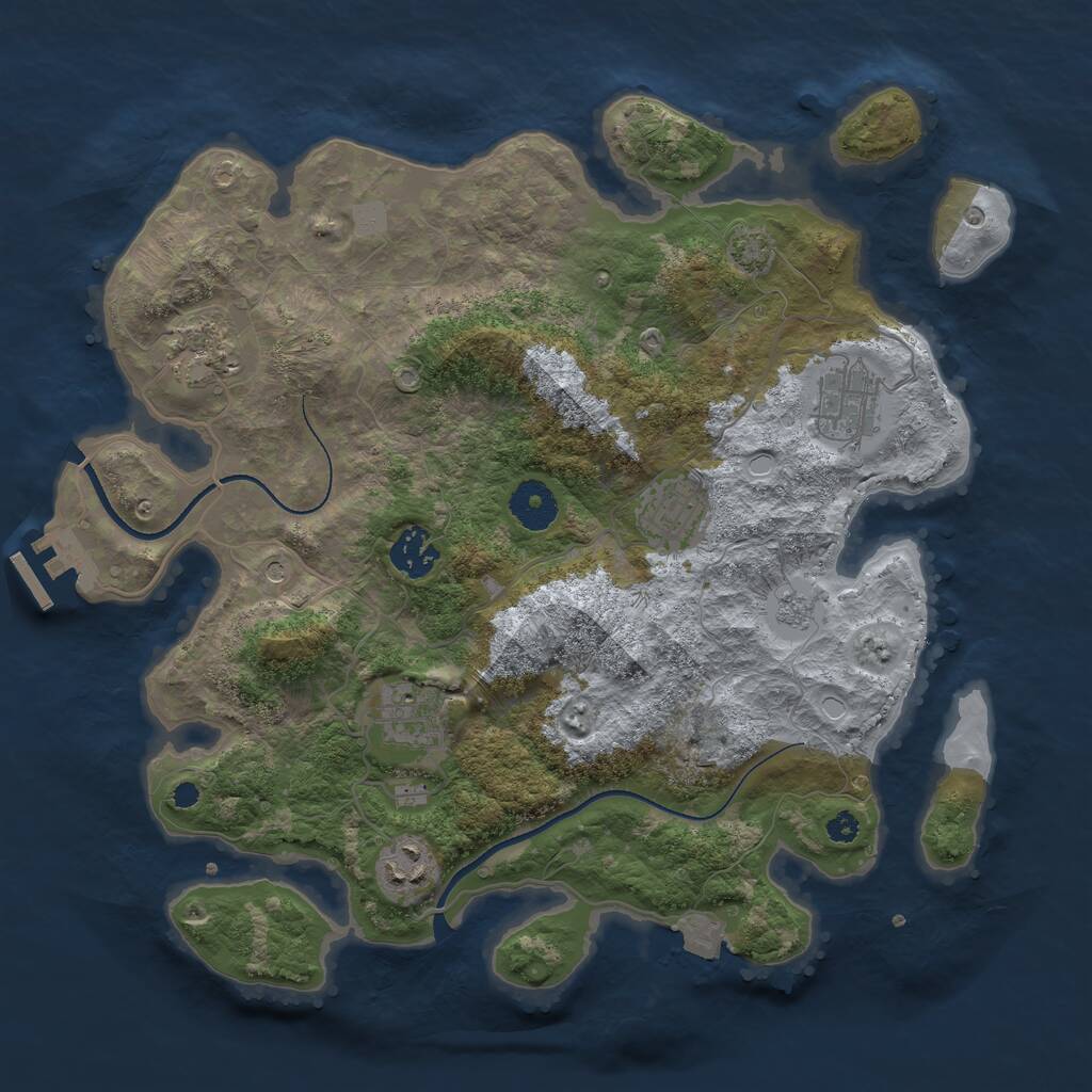 Rust Map: Procedural Map, Size: 3450, Seed: 35283849, 11 Monuments