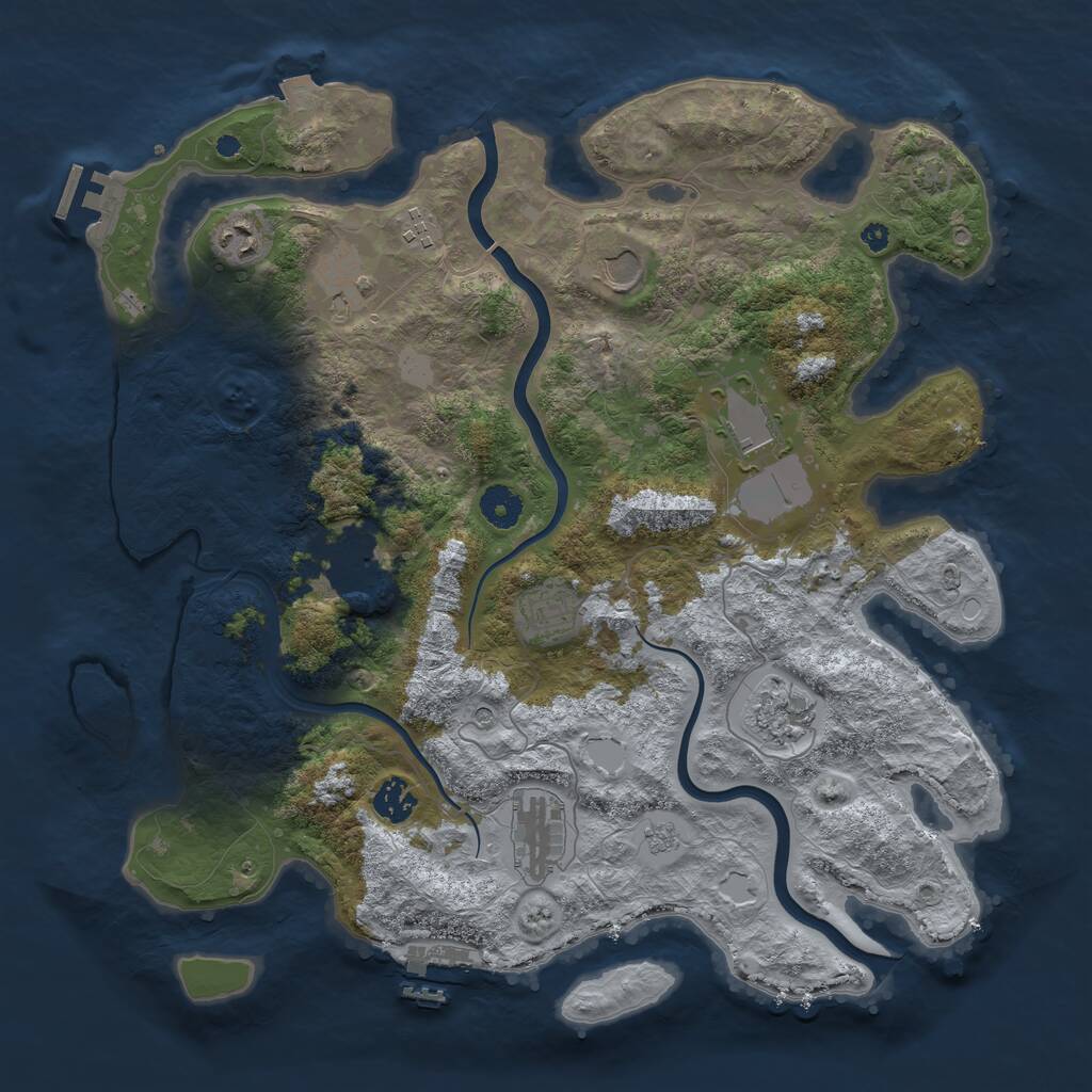 Rust Map: Procedural Map, Size: 3900, Seed: 55868122, 16 Monuments