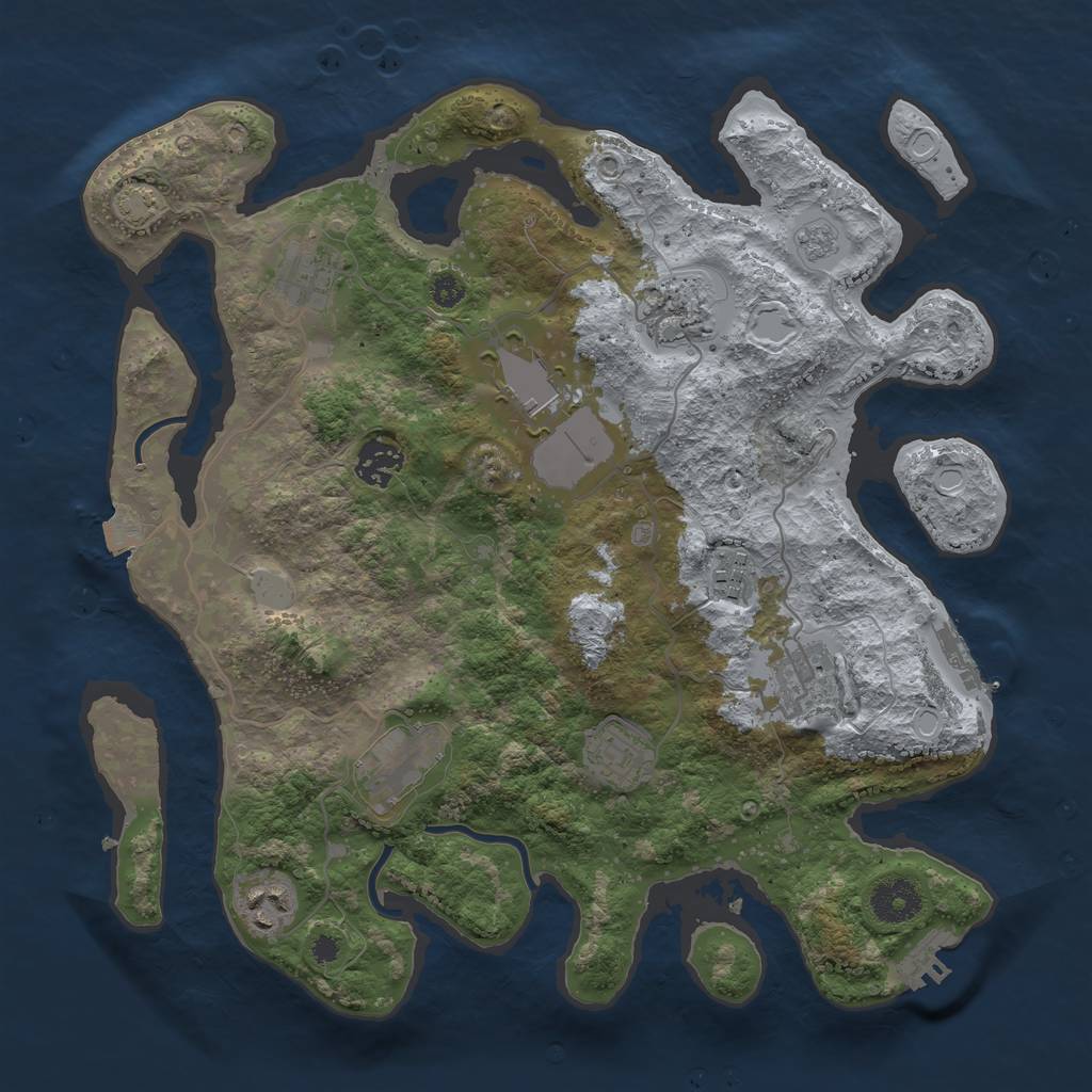 Rust Map: Procedural Map, Size: 3500, Seed: 82216316, 16 Monuments