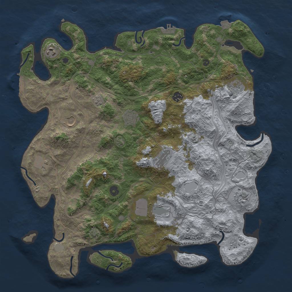 Rust Map: Procedural Map, Size: 4400, Seed: 55689090, 18 Monuments