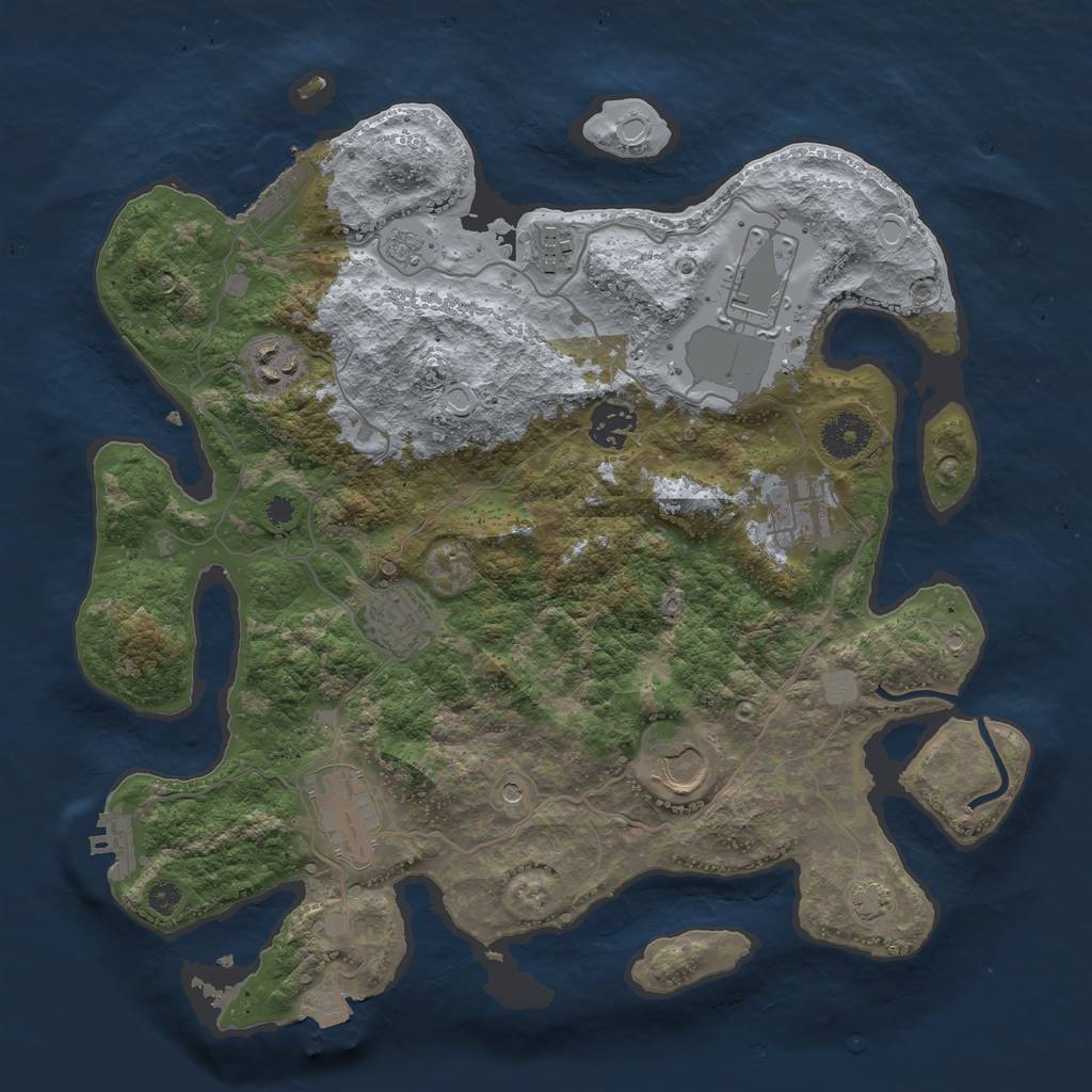 Rust Map: Procedural Map, Size: 3500, Seed: 222645116, 16 Monuments