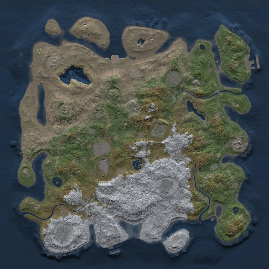 Rust Map: Procedural Map, Size: 4100, Seed: 46250782, 15 Monuments
