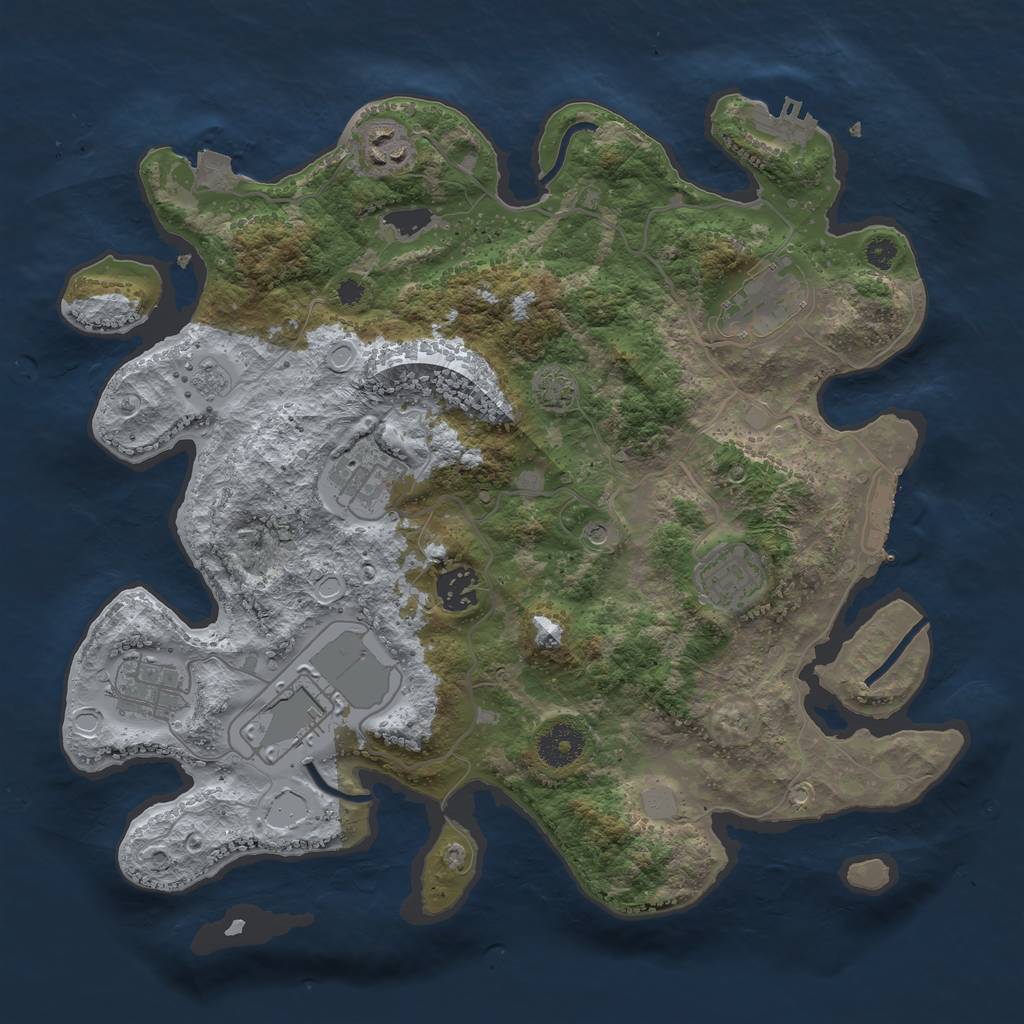 Rust Map: Procedural Map, Size: 3500, Seed: 51434600, 15 Monuments