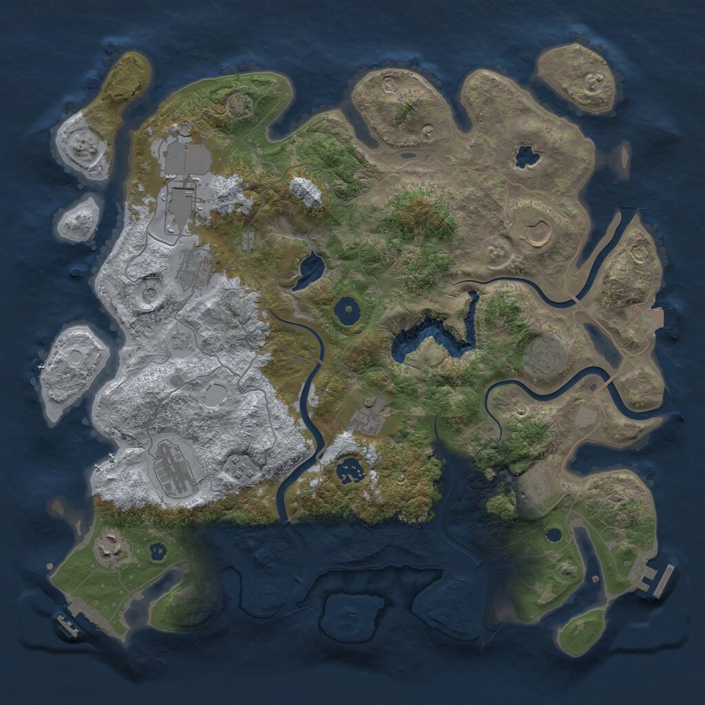 Rust Map: Procedural Map, Size: 4000, Seed: 2623, 16 Monuments