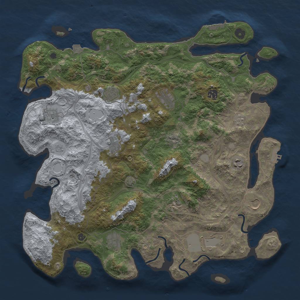 Rust Map: Procedural Map, Size: 4300, Seed: 91559769, 19 Monuments