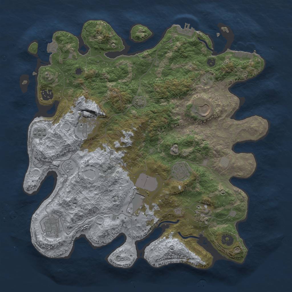 Rust Map: Procedural Map, Size: 3600, Seed: 69164760, 15 Monuments