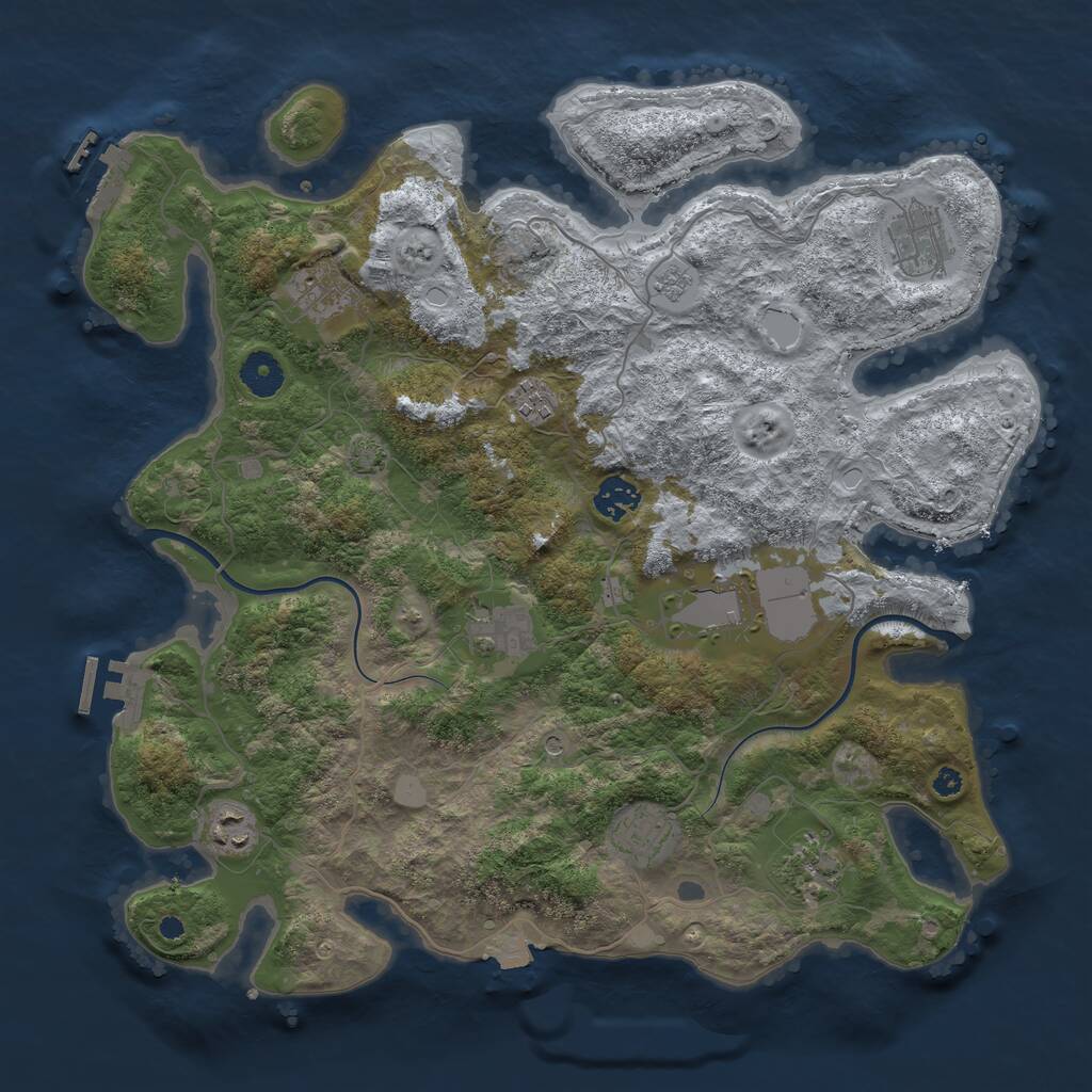 Rust Map: Procedural Map, Size: 3800, Seed: 20789191, 15 Monuments