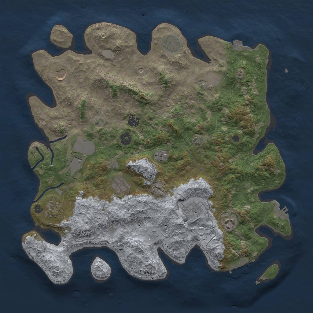 Rust Map: Procedural Map, Size: 3950, Seed: 5515356, 18 Monuments