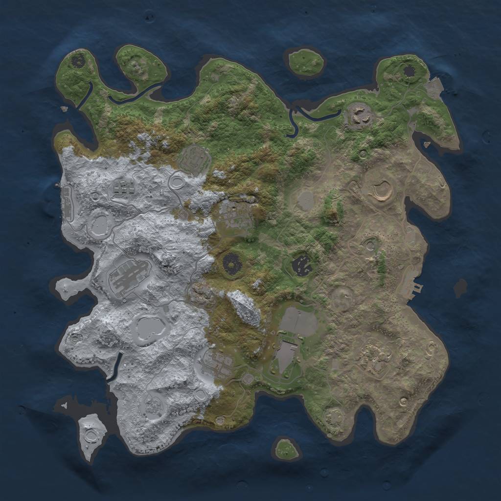 Rust Map: Procedural Map, Size: 3700, Seed: 60200773, 18 Monuments