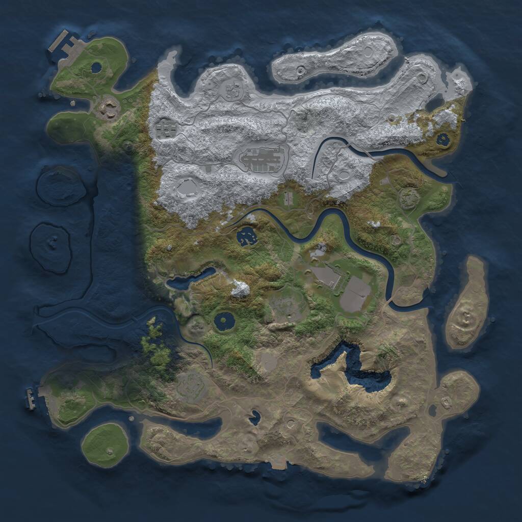 Rust Map: Procedural Map, Size: 4000, Seed: 2633, 13 Monuments
