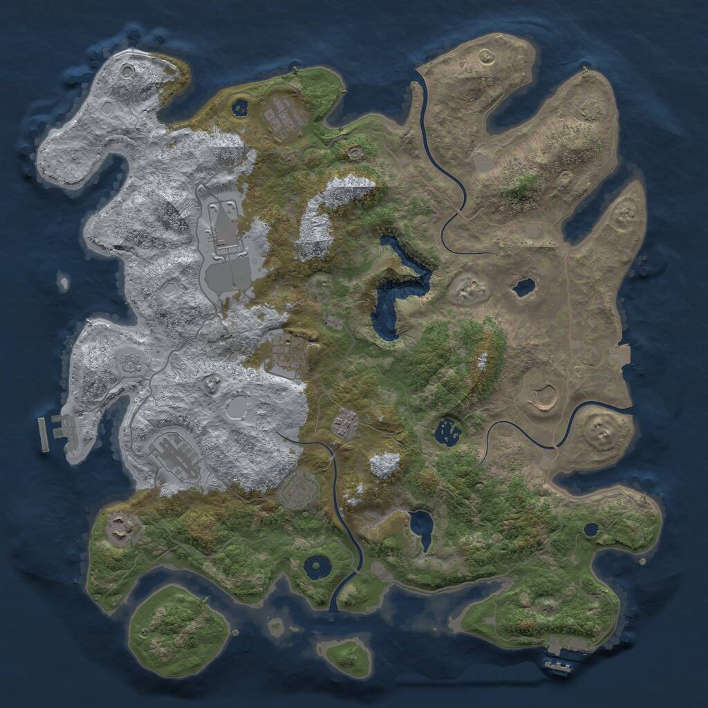 Rust Map: Procedural Map, Size: 4100, Seed: 64485552, 14 Monuments