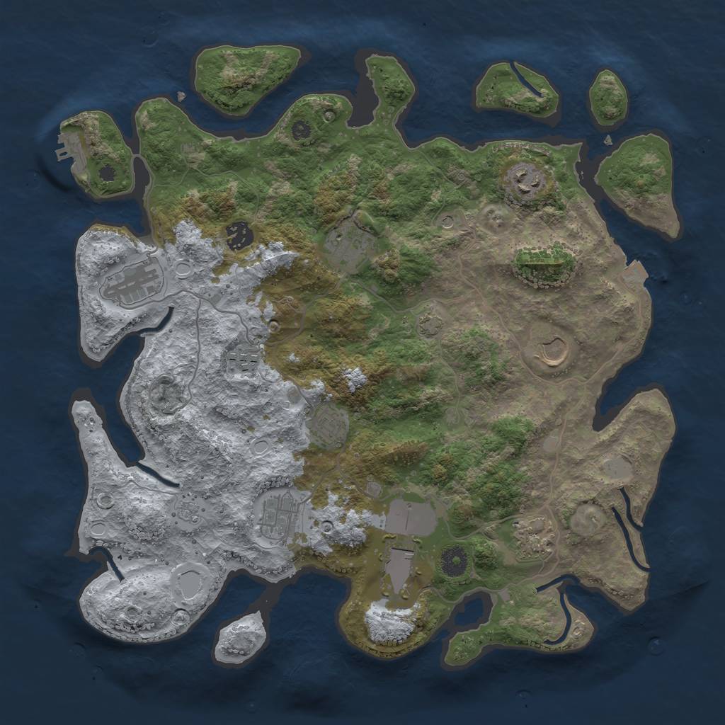 Rust Map: Procedural Map, Size: 3800, Seed: 32392709, 17 Monuments