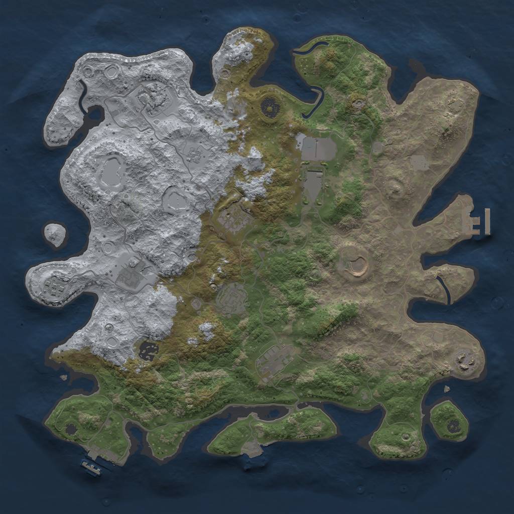Rust Map: Procedural Map, Size: 3900, Seed: 63652749, 18 Monuments