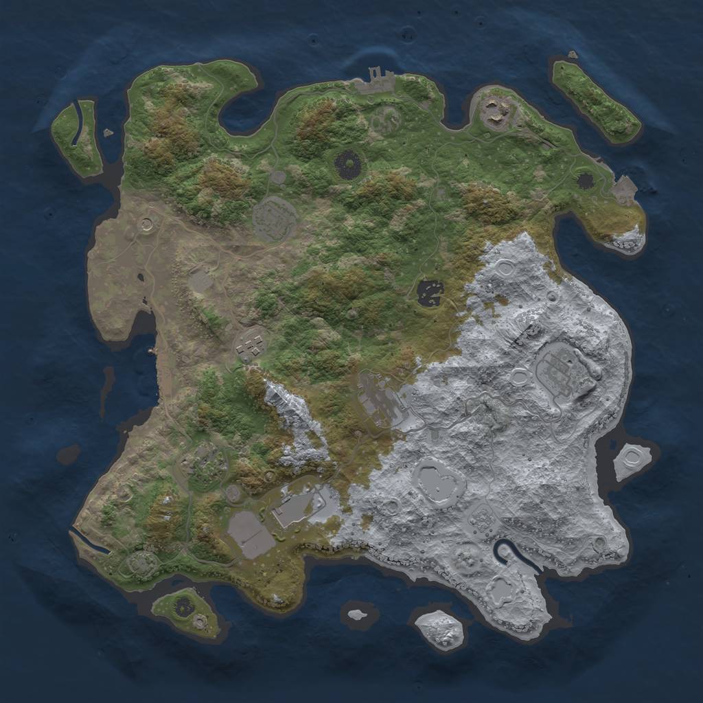 Rust Map: Procedural Map, Size: 3800, Seed: 3458943, 16 Monuments