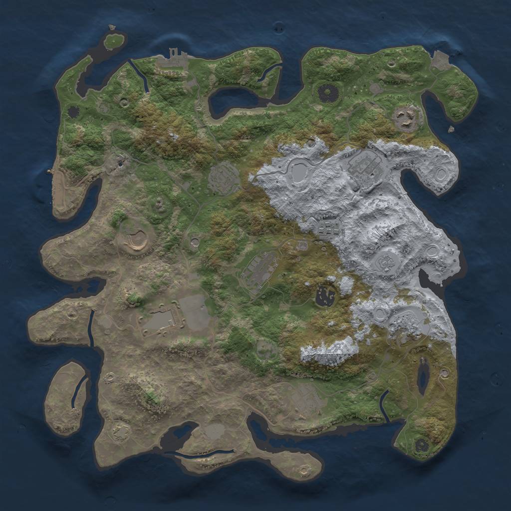 Rust Map: Procedural Map, Size: 3800, Seed: 66399159, 18 Monuments