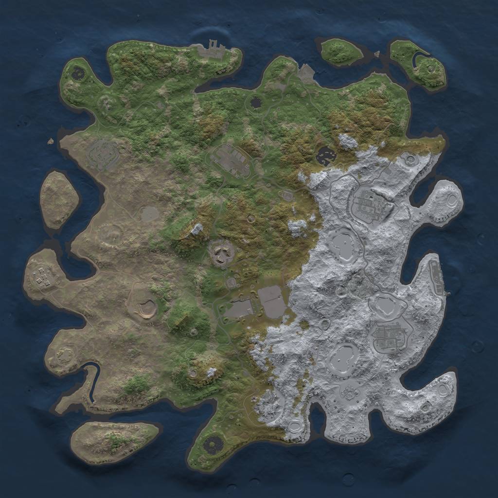 Rust Map: Procedural Map, Size: 3950, Seed: 9829832, 18 Monuments