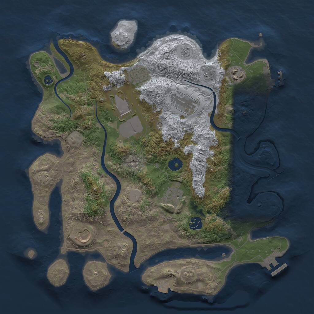 Rust Map: Procedural Map, Size: 3500, Seed: 720589399, 14 Monuments