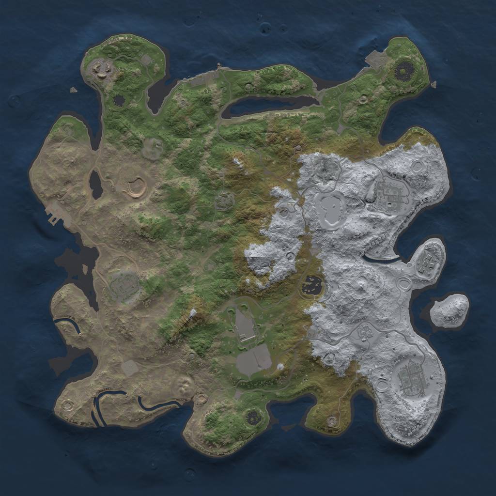 Rust Map: Procedural Map, Size: 3700, Seed: 37336825, 16 Monuments