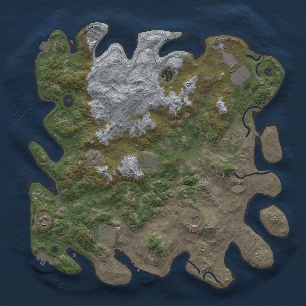 Rust Map: Procedural Map, Size: 4000, Seed: 38321530, 17 Monuments