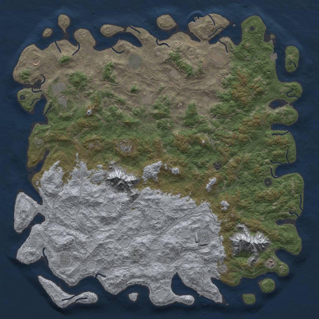 Rust Map: Procedural Map, Size: 6000, Seed: 111552345, 19 Monuments