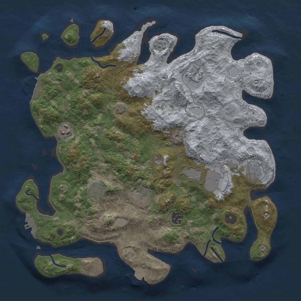 Rust Map: Procedural Map, Size: 3850, Seed: 84463478, 16 Monuments